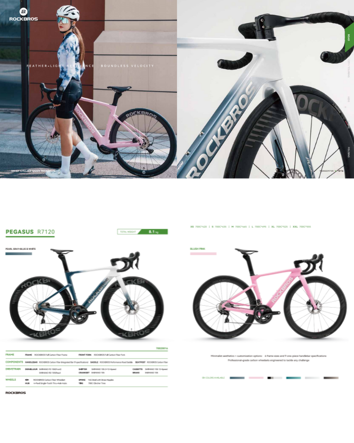 จักรยานเสือหมอบคาร์บอน ROCKBROS PEGASUS R7120 | เกียร์ Shimano 105 2×12 | ดิสก์เบรกไฮดรอลิก | น้ำหนัก 8.1 กก.