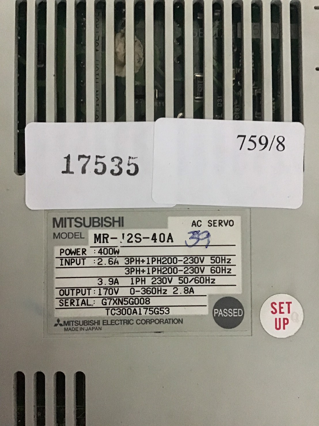 SERVO DRIVE " MITSUBISHI " รุ่น MR-J2S-40A
