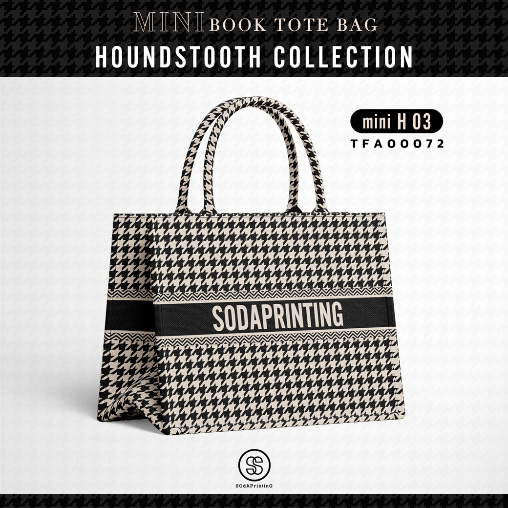 Mini Book tote bag HOUNDSTOOTH COLLECTION รหัส TFA00072 #ใส่ชื่อได้ #SOdAbag