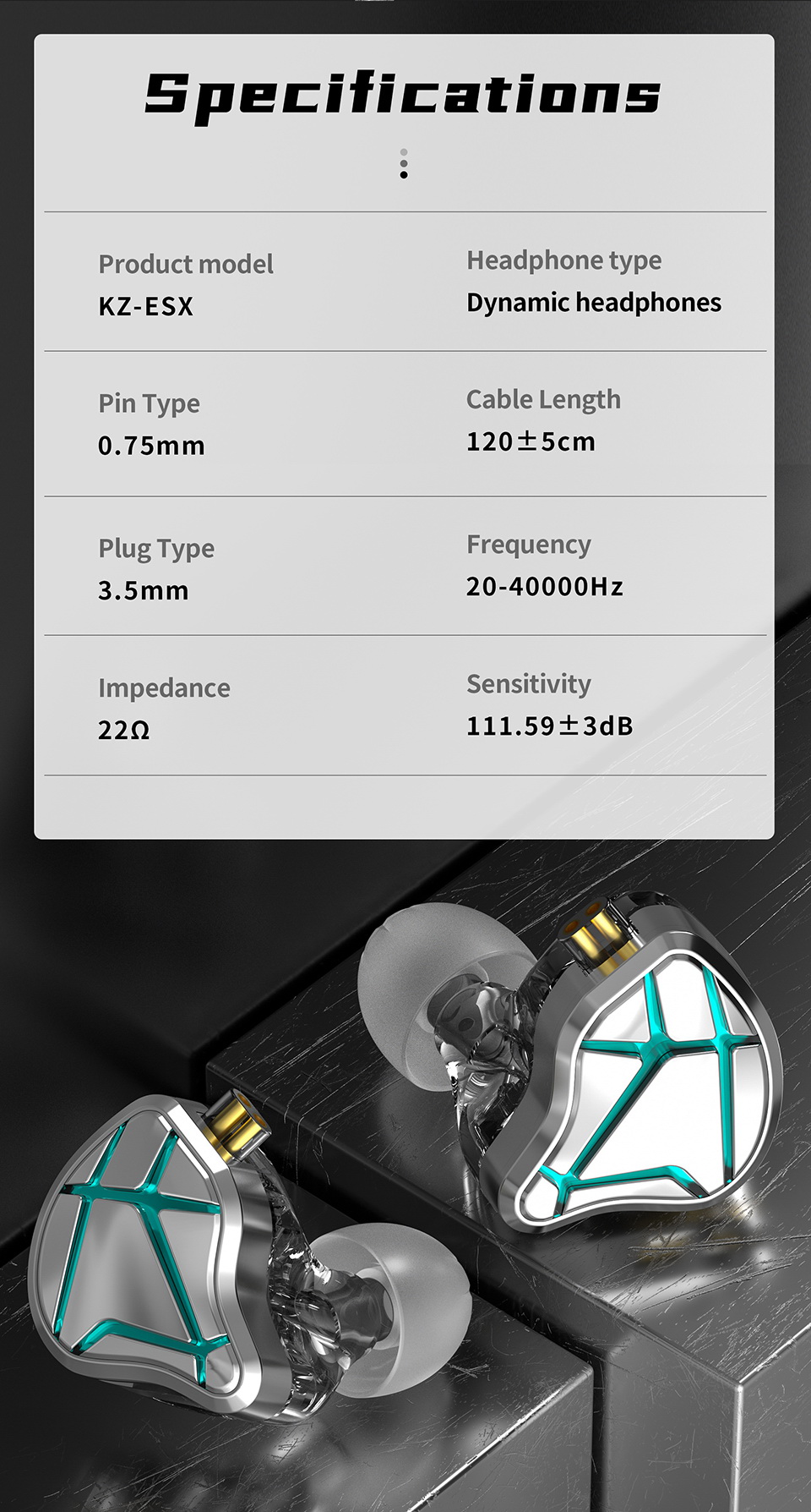 KZ ESX หูฟัง Super Dynamic ไดรเวอร์ ผลึกเหลว ประกันศูนย์ไทย