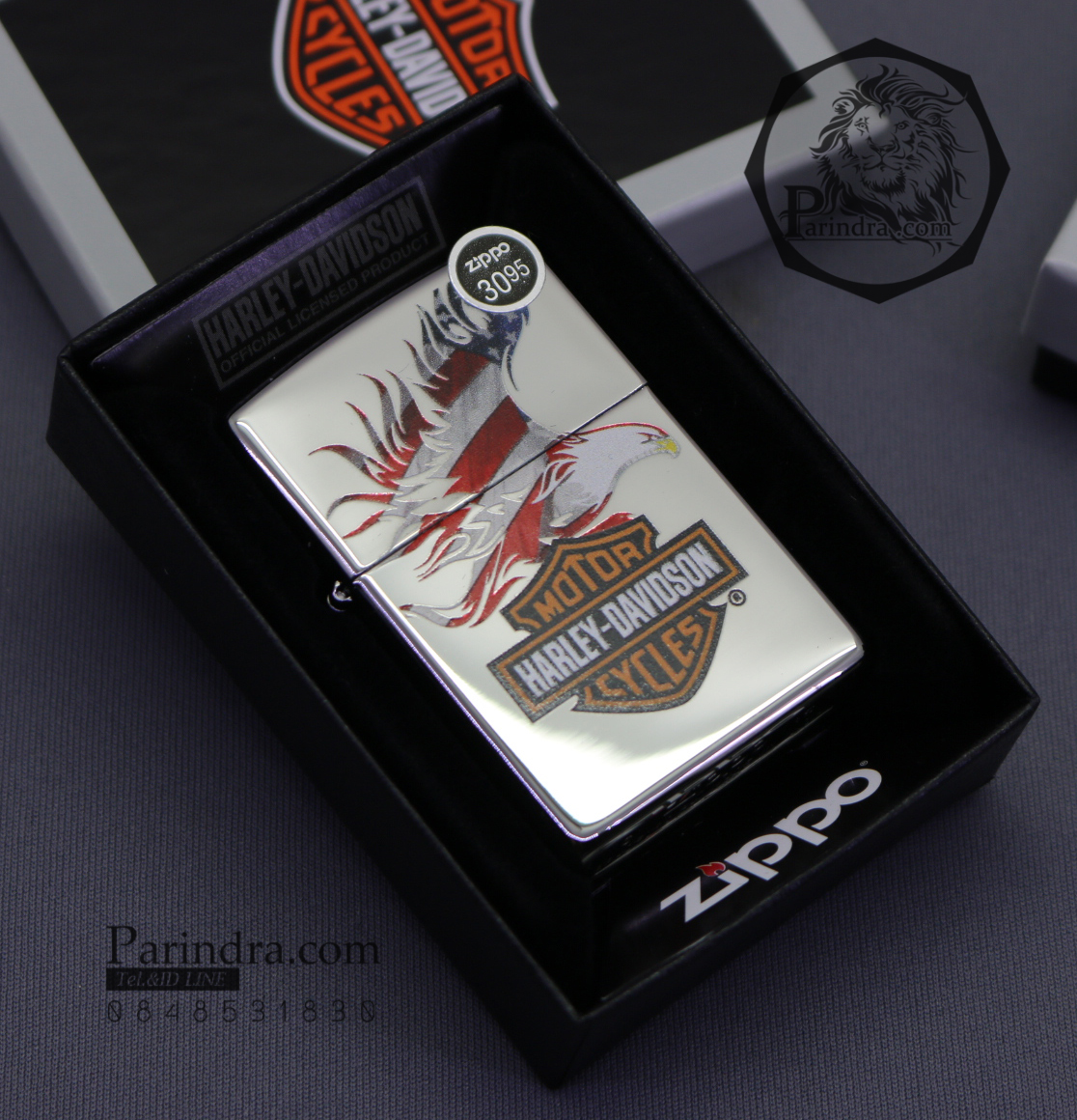 ไฟแช็ค Zippo แท้ "Harley Davidson" #Zippo 28082, Harley Davidson-Logo, High Polish Chrome แท้นำเข้า 100%