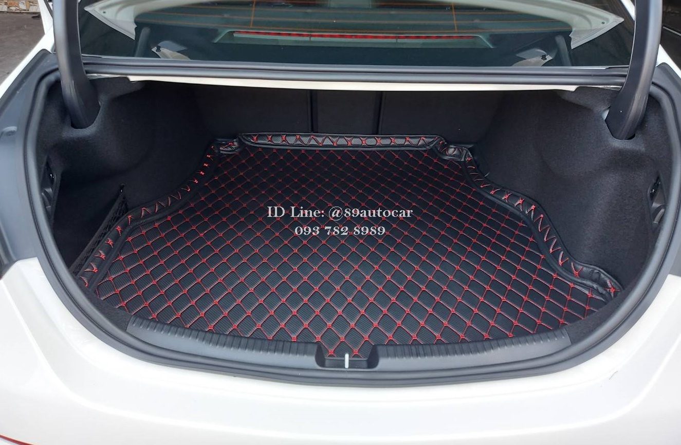 พรมรถยนต์ Benz C220d W206 ปูพรม6D สีดำด้ายแดง ลายเคฟล่า + ท้ายเก็บของ