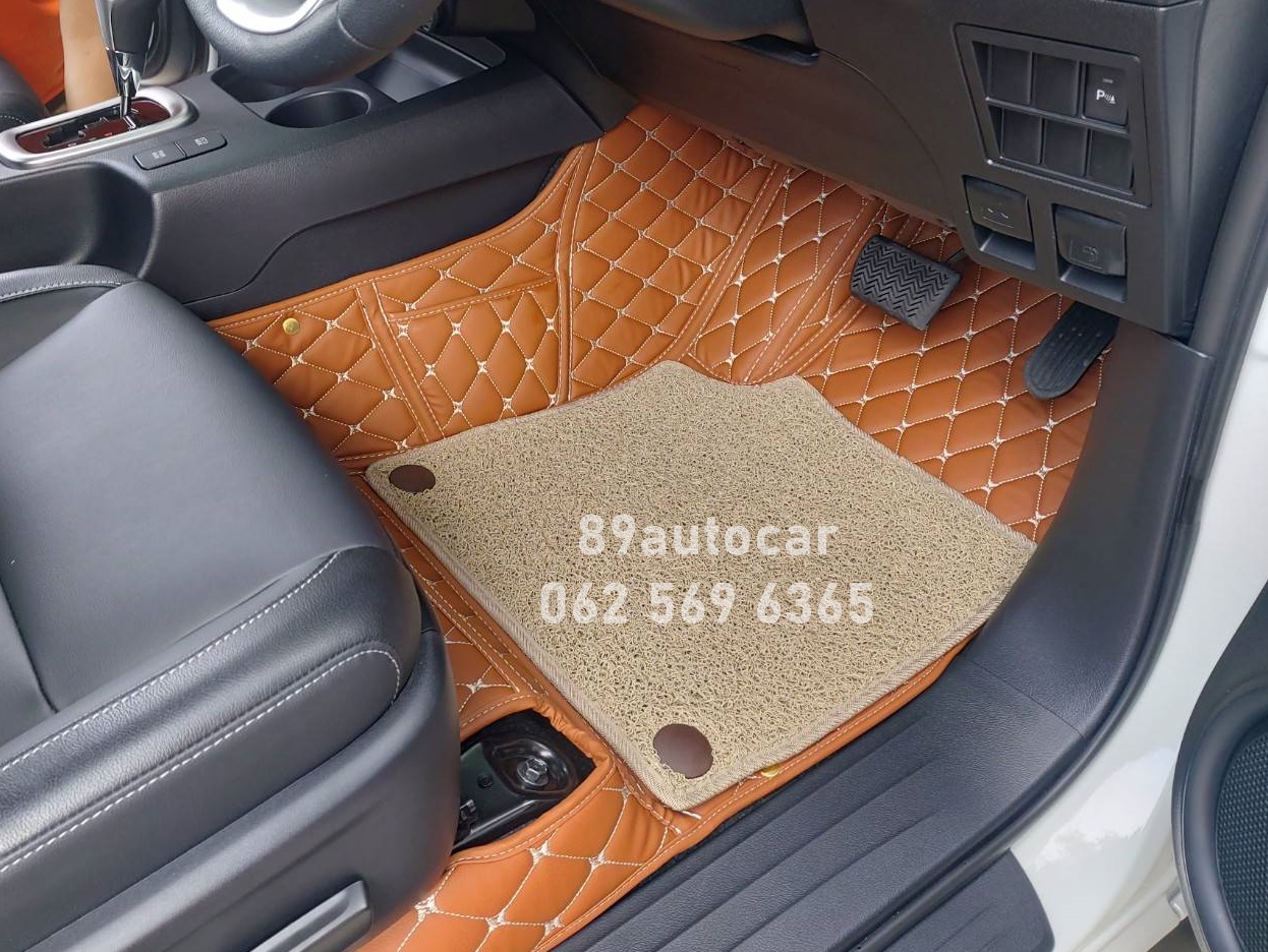 ขายพรมในรถยนต์ Toyota Revo 4 ประตู ปูพรม7Dสีน้ำตาลเข้ม + พรมดักฝุ่นสีครีม เต็มคัน