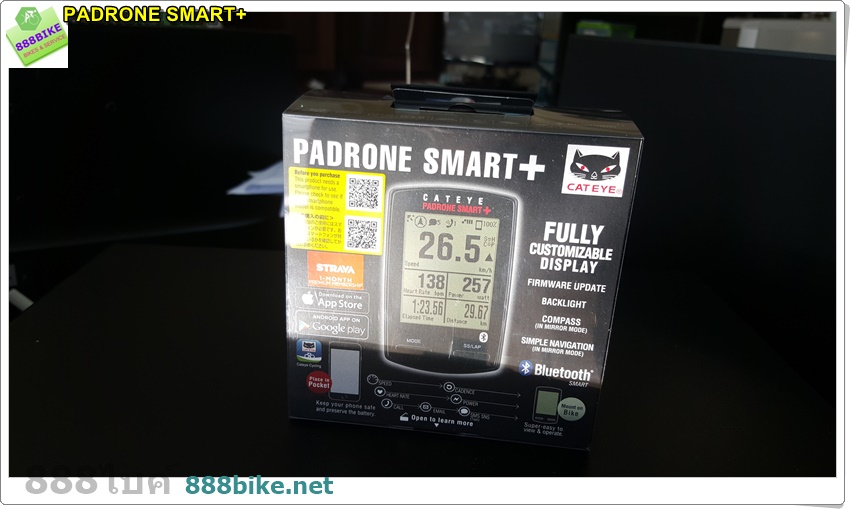 CATEYE ไมล์ PADRONE SMART+, มี GPS, CC-SC100B, พร้อมเซนเซอร์วัดรอบขา(ISC-12)และเซนเซอร์วัดหัวใจ (Heart rate,HR-12)