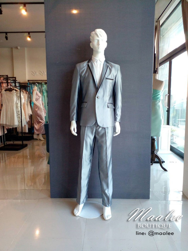 พร้อมเช่า ชุดสูทชาย สีเทาเงิน Metallic Silver