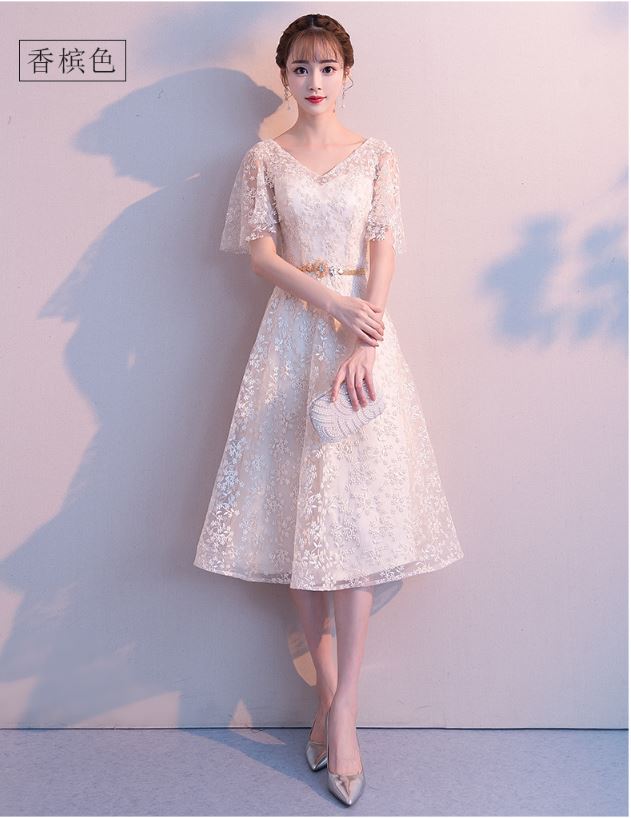 Pro-order เดรสสวย ถ่ายพรีเวดดิ้ง สวยหวาน ลูกไม้ (ซิปหลัง)