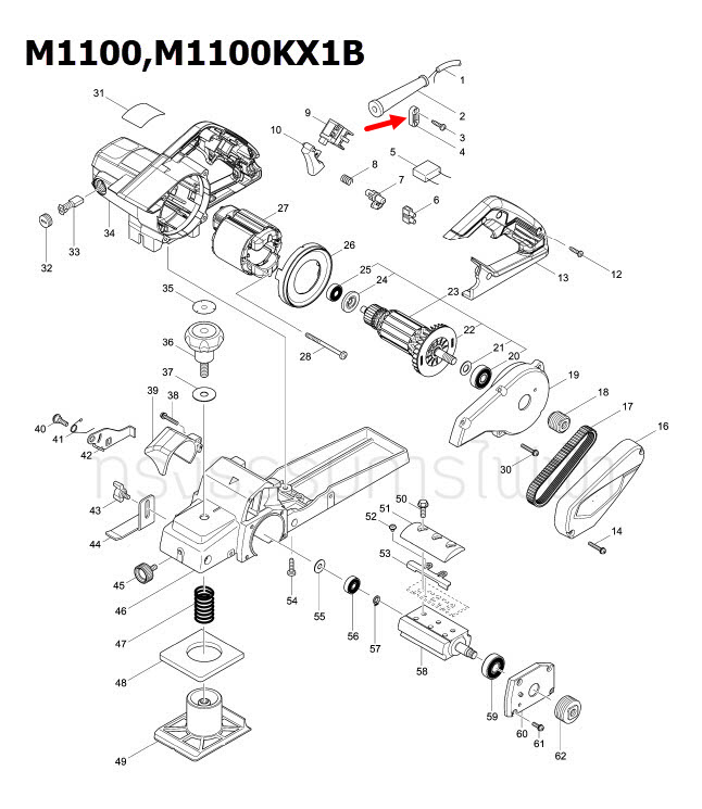 STRAIN RELIEF Maktec มาคเทค, Makita มากีต้า MT650 [#19], MT651 [#25], MT813 [#43], MT910 [#36], M1100, M1100KX1B, VC3210L [#35], M3600, M3600B [#38], 4327, 4329 [#54], M4101B, M6002, M6002B [#20], M6500, M6500B Pn.687124-5 (แท้) ##