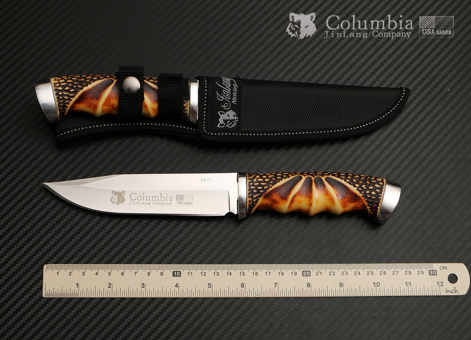 มีดเดินป่า COLUMBIA รุ่น SA71 ด้ามอคริลิก ทรงใบมีดสวย