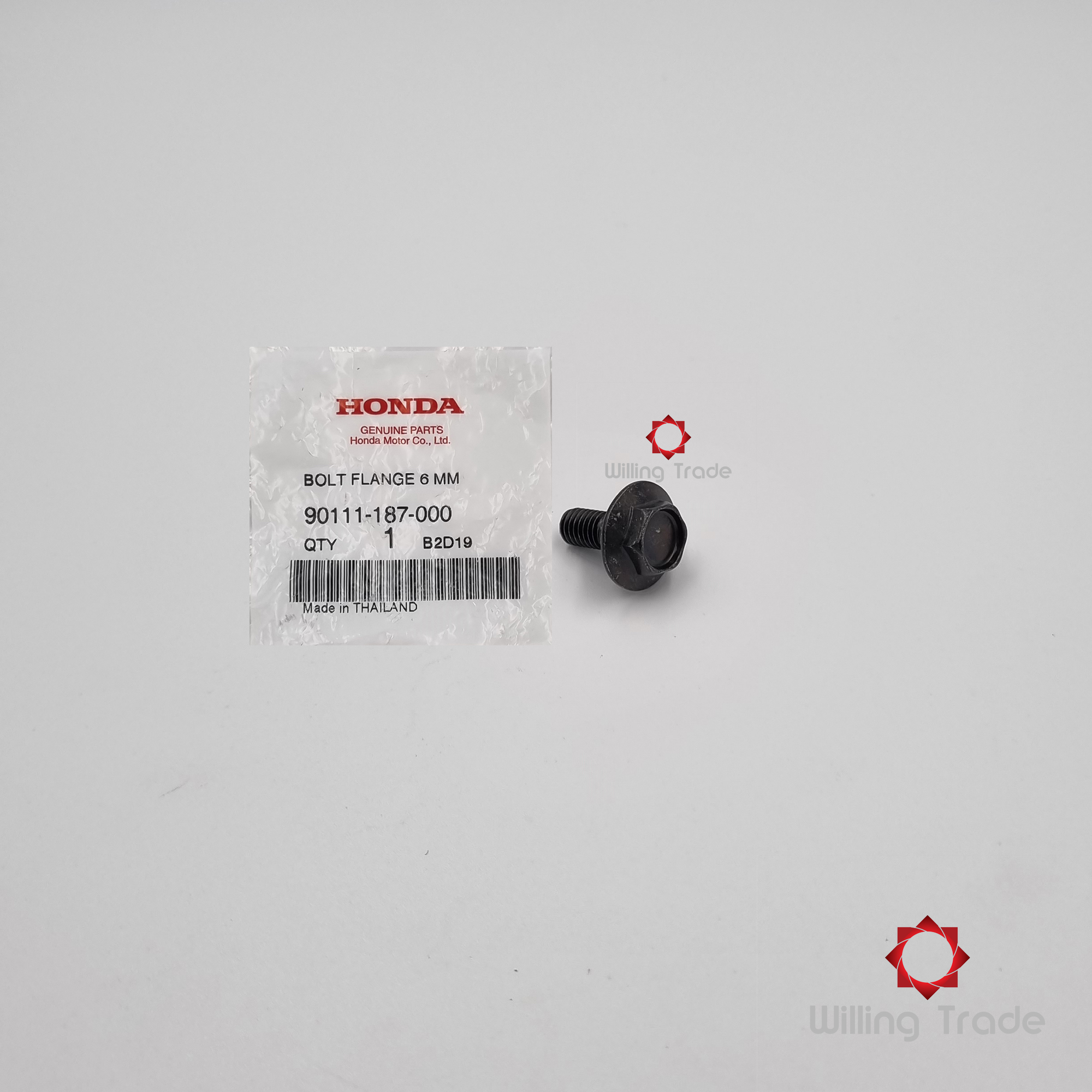 0401_HO. โบ้ลท์หน้าแปลน, 6 มม. (B166)HONDA: (90111-187-000) HONDAทั่วไป [แท้ศูนย์ 100%] BOLT FLANGE 6 MM