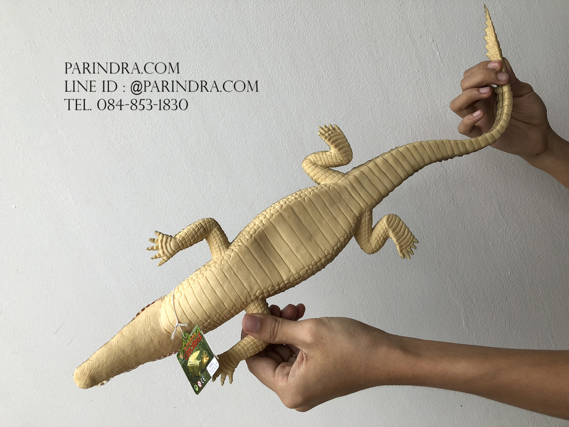 ตุ๊กตายาง ลูกจระเข้ สีน้ำตาล บีบมีเสียง ตัวใหญ่ ขนาด 21 นิ้ว เหมือนจริง