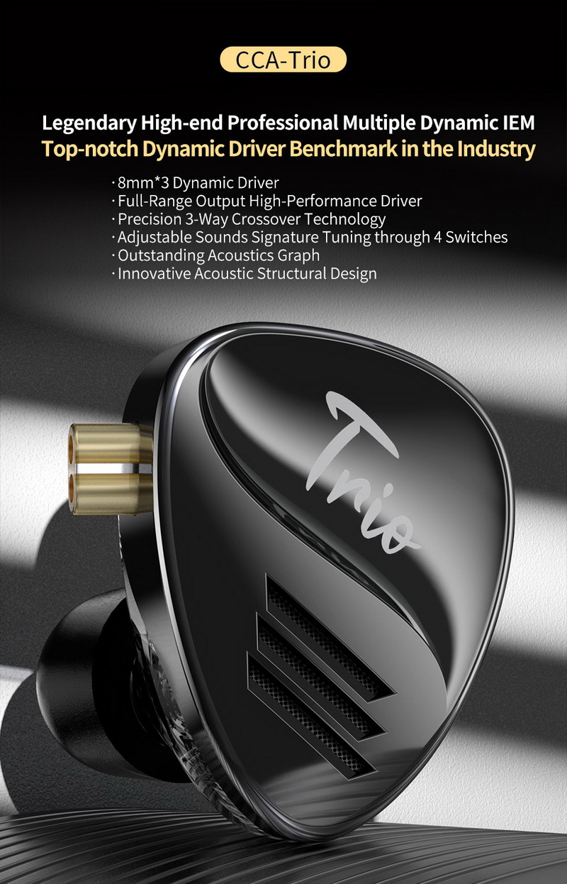 CCA Trio - Legendary หูฟัง 3 ไดรเวอร์ Dynamic 3DD ปรับแต่งโทนเสียงได้ ประกันศูนย์ไทย