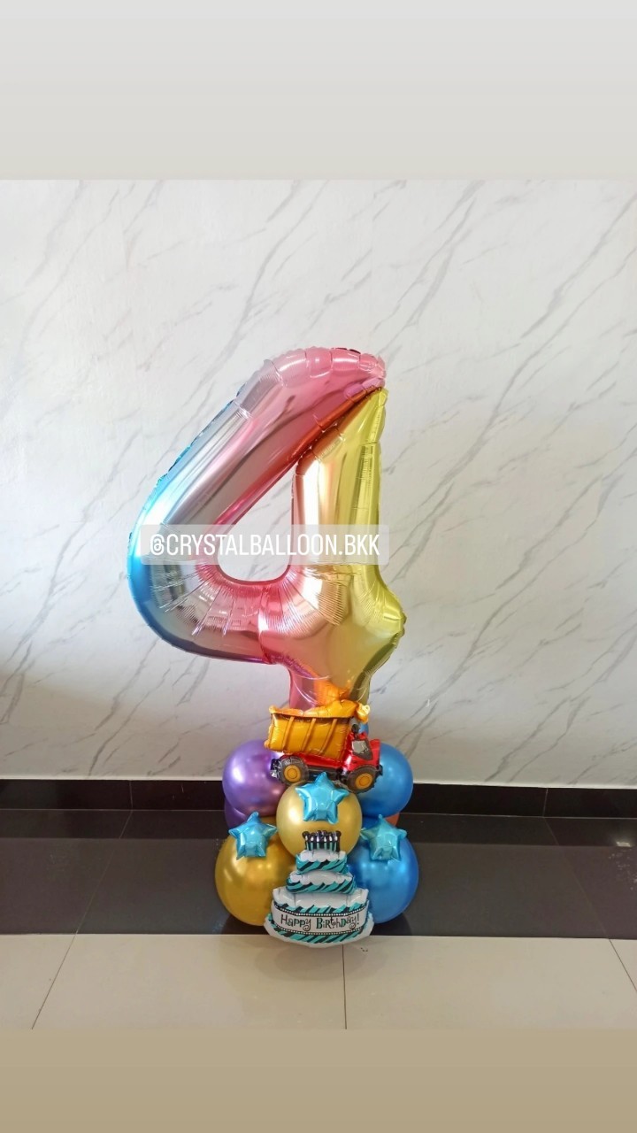 ลูกโป่ง วันเกิดเด็ก ฟอยล์ตัวเลข ขนาด 40" ตั้งฐาน 1 ชิ้น พร้อมตกแต่ง สามารถเปลี่ยนสีลูกโป่ง/เปลี่ยนสี-ฟอยล์ตัวเลข/เปลี่ยนฟอยล์ตกแต่งได้