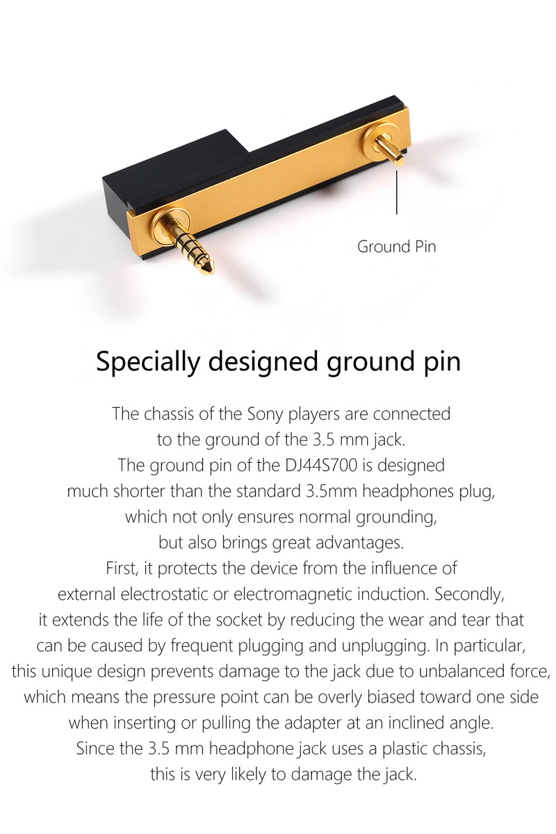 DD DJ44S700 อะแดปเตอร์กราวด์พิน 4.4 มม. สำหรับ SONY NW-ZX706และ NW-ZX707 ให้เสียงที่ดีขึ้น