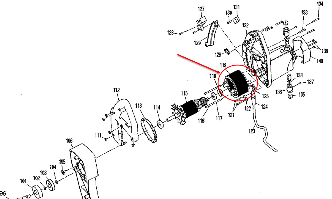 ฟิลคอยล์ แท่นตัดปรับองศา Maktec, Makita MT230, M2300, M2300B (แท้) ##