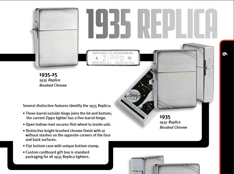 ไฟแช็ค Zippo แท้ " Zippo 1935 Replica™ Brushed Chrome " #1935.25 แท้นำเข้า 100%