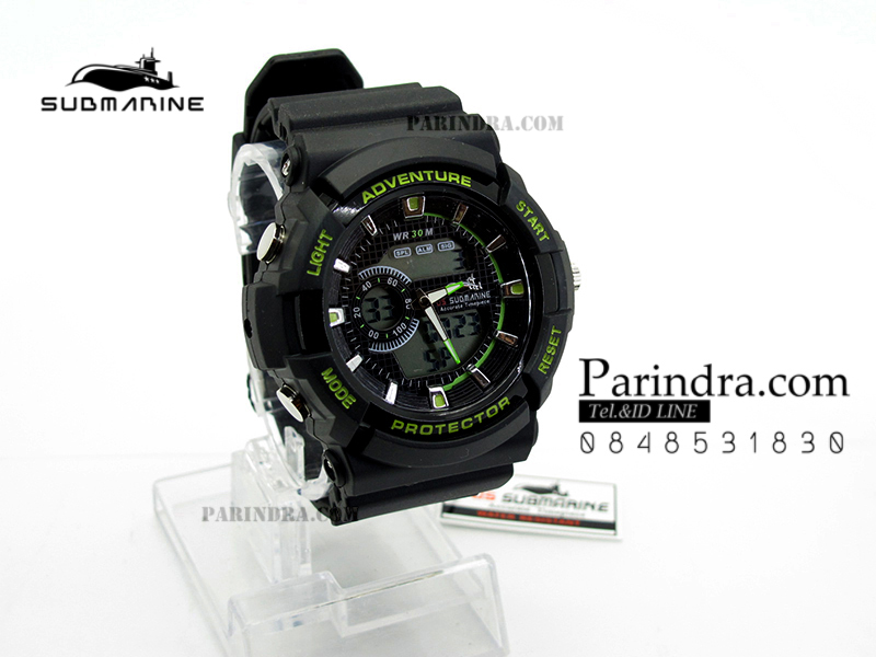 US submarine Protector รุ่น TP3147M สีดำตัดเขียว พื้นหลังเทา