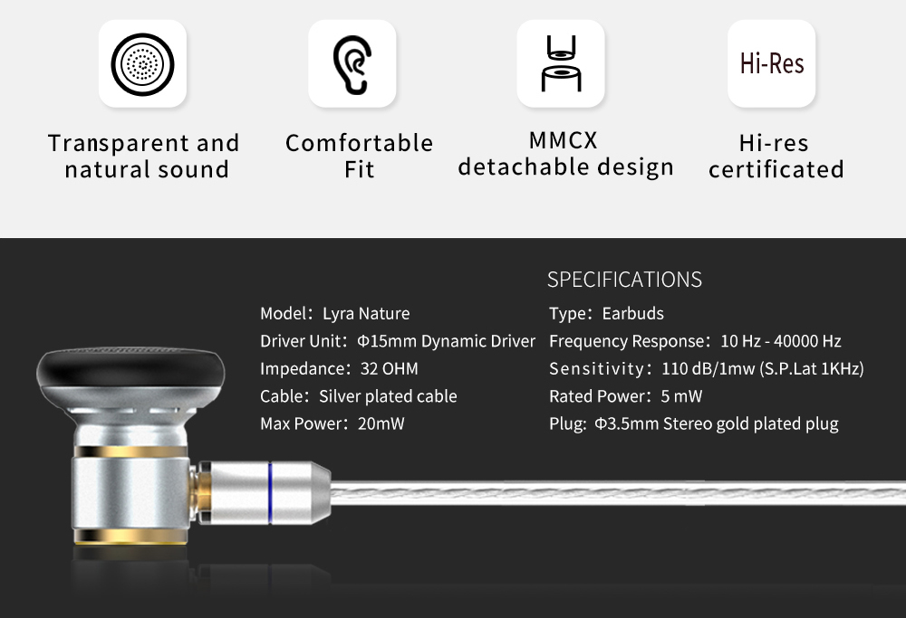 ขาย Astrotec Lyra Nature หูฟังเอียบัด ถอดสายได้ขั้ว MMCX รองรับ Hi-Res ประกันศูนย์ไทย