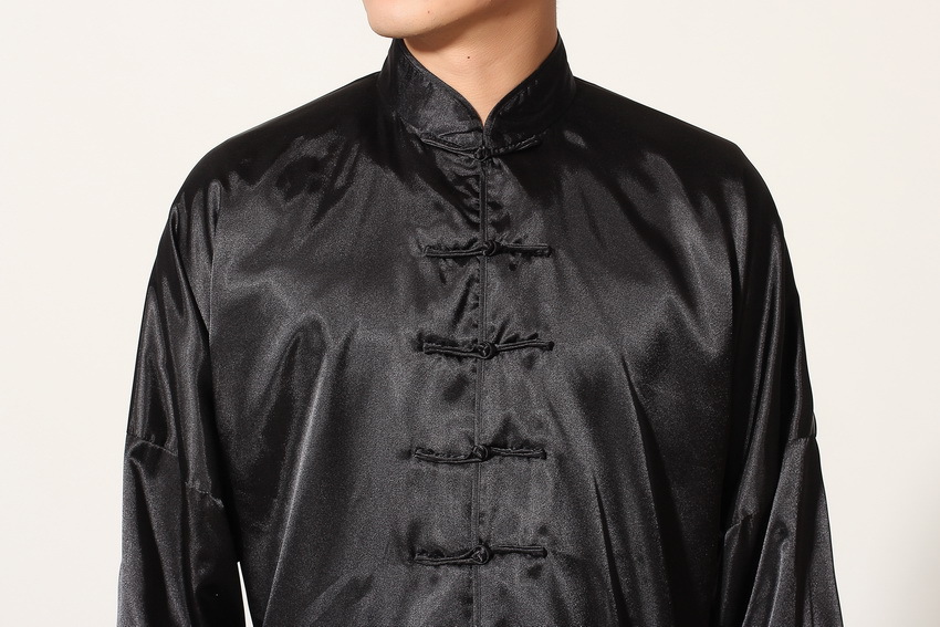 Pre-order ชุดจีนชาย แขนยาวผ้าแพร สีดำ