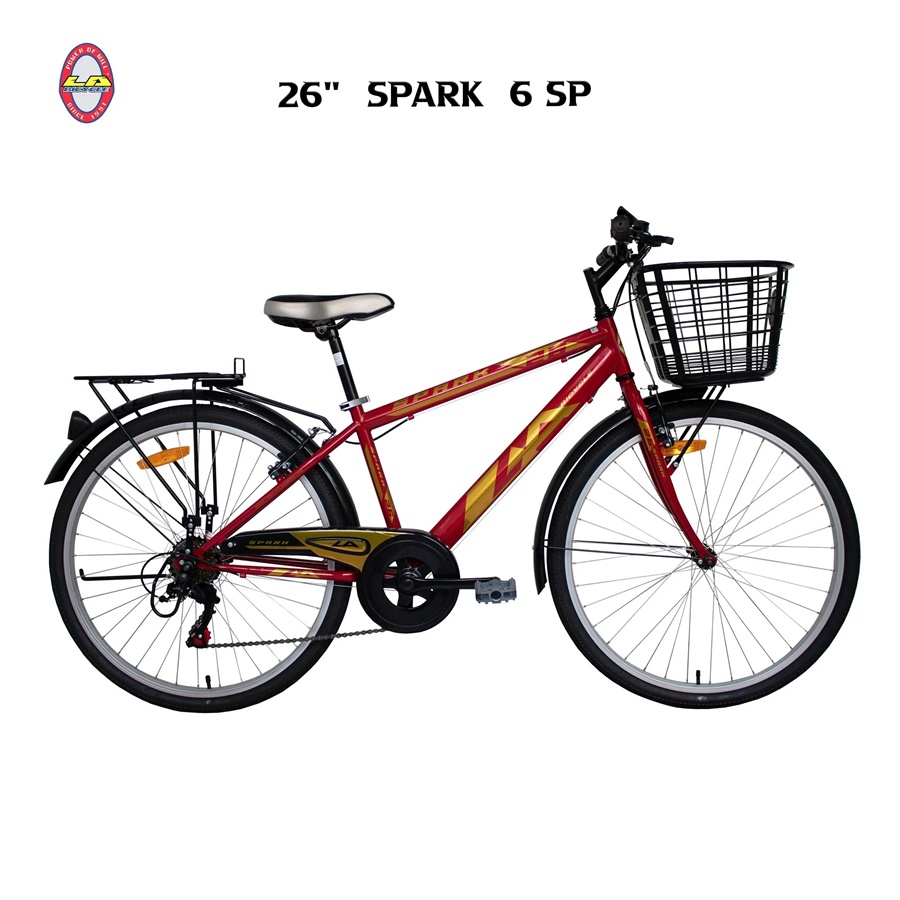 จักรยานแม่บ้าน LA Bicycle จักรยานรุ่น SPARK 26" 6speed วงล้อ 26 นิ้ว พร้อมตะกร้าหน้า