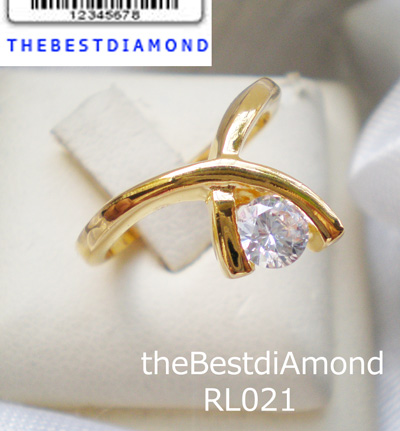 RL021 แหวนเพชรเม็ดเดียว แบบหนีบ น่ารัก เรียบ หรู แต่ดูดี ใส่ติดนิ้วได้ทุกโอกาส เพชรCZ ขนาด 40 ตัง 4.8 มม เพชรวิ๊งๆๆ