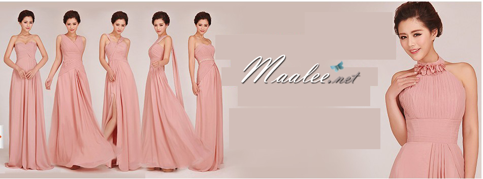 พร้อมส่ง ชุดราตรียาว สีชมพู Nude ชุดเพื่อนเจ้าสาว Nude-002F