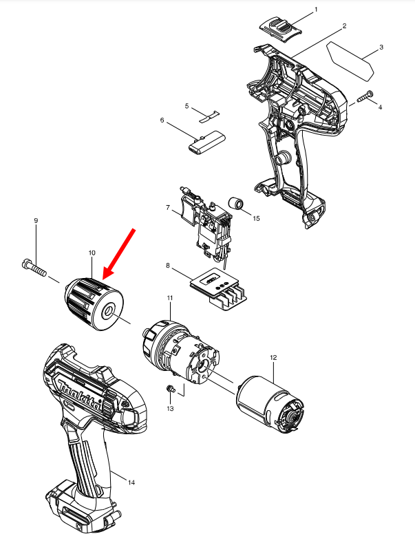 หัวสว่าน ไขควง, สว่านไร้สาย Makita DF331D, DDA333D Pn.763228-8 (แท้) ##(**)