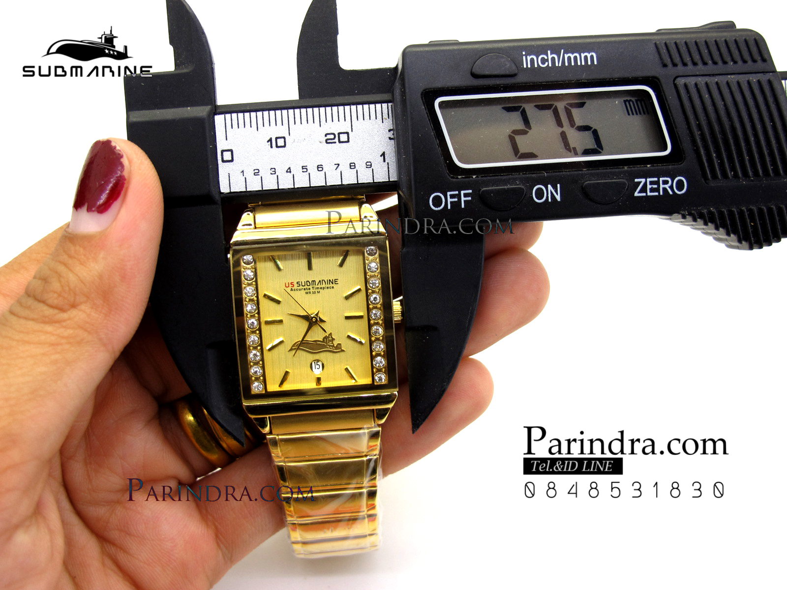 นาฬิกา US submarine รุ่น SUB1012M สายสแตนเลสสีทองหน้าทองขอบเพชร เรือนใหญ่