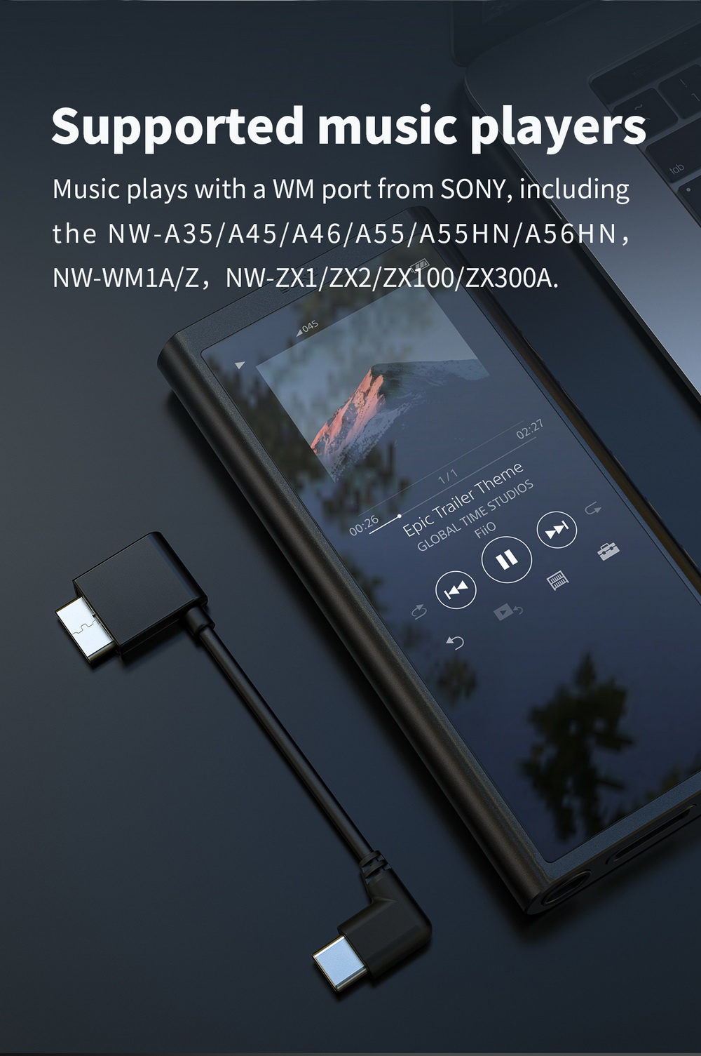 ขาย FiiO L27-TC สายแปลง WMPort เป็น Type-C สำหรับ Sony MP3 Player