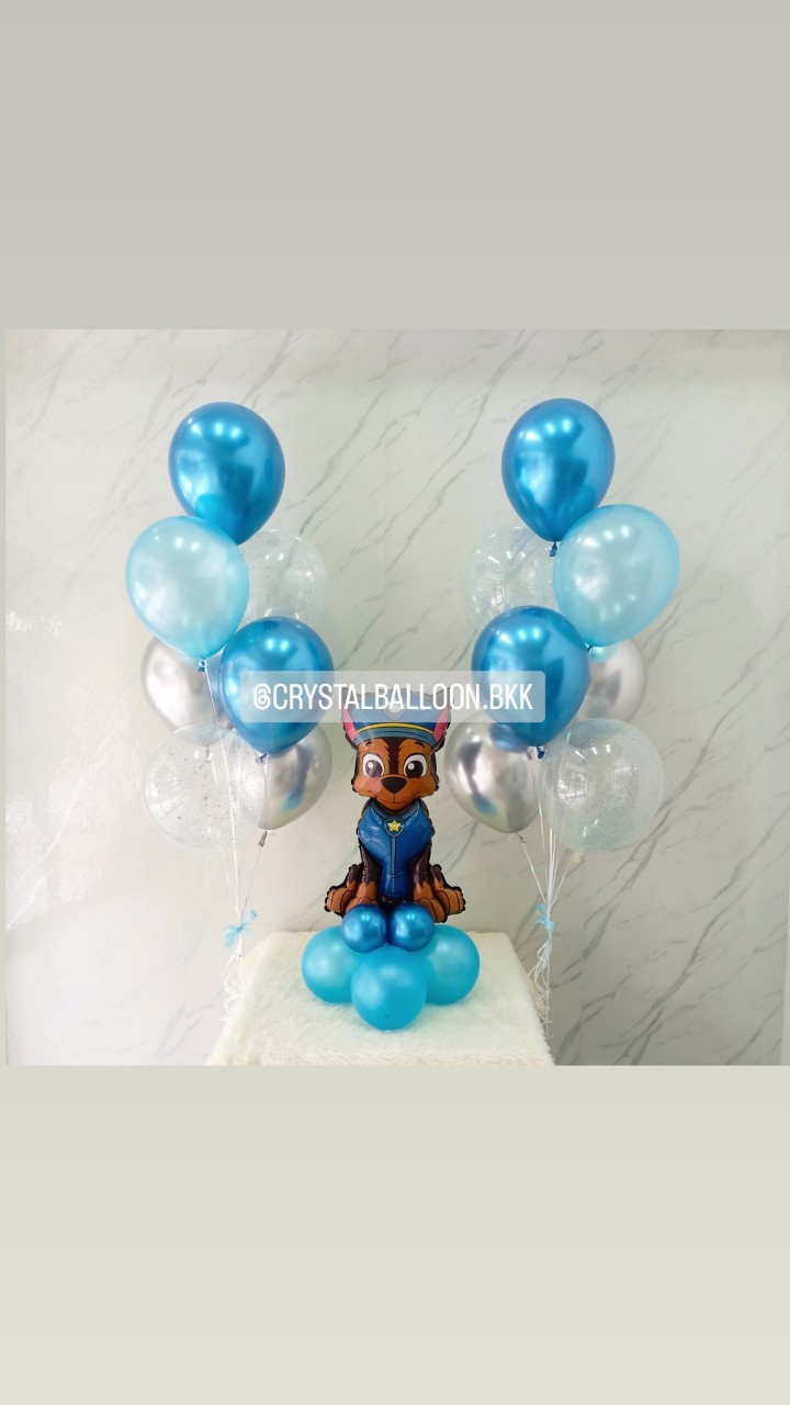 ลูกโป่ง วันเกิดเด็ก ฟอยล์ Paw Patrol ตั้งฐาน 1 ชิ้น พร้อม ช่อลูกโป่ง ช่อ 7 ลูก 2 ช่อ พร้อมตกเเต่ง สามารถเปลี่ยสีลูกโป่ง/เปลี่ยนสี-ฟอยล์ตกเเต่งได้