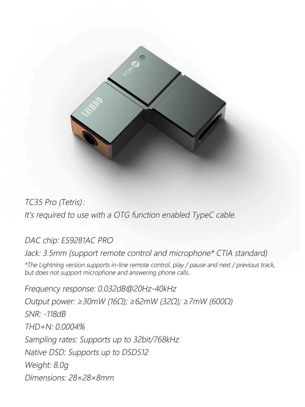 ขาย DD TC35 PRO (Tetris) แจ็คแปลง TypeC ให้รองรับหูฟัง 3.5mm