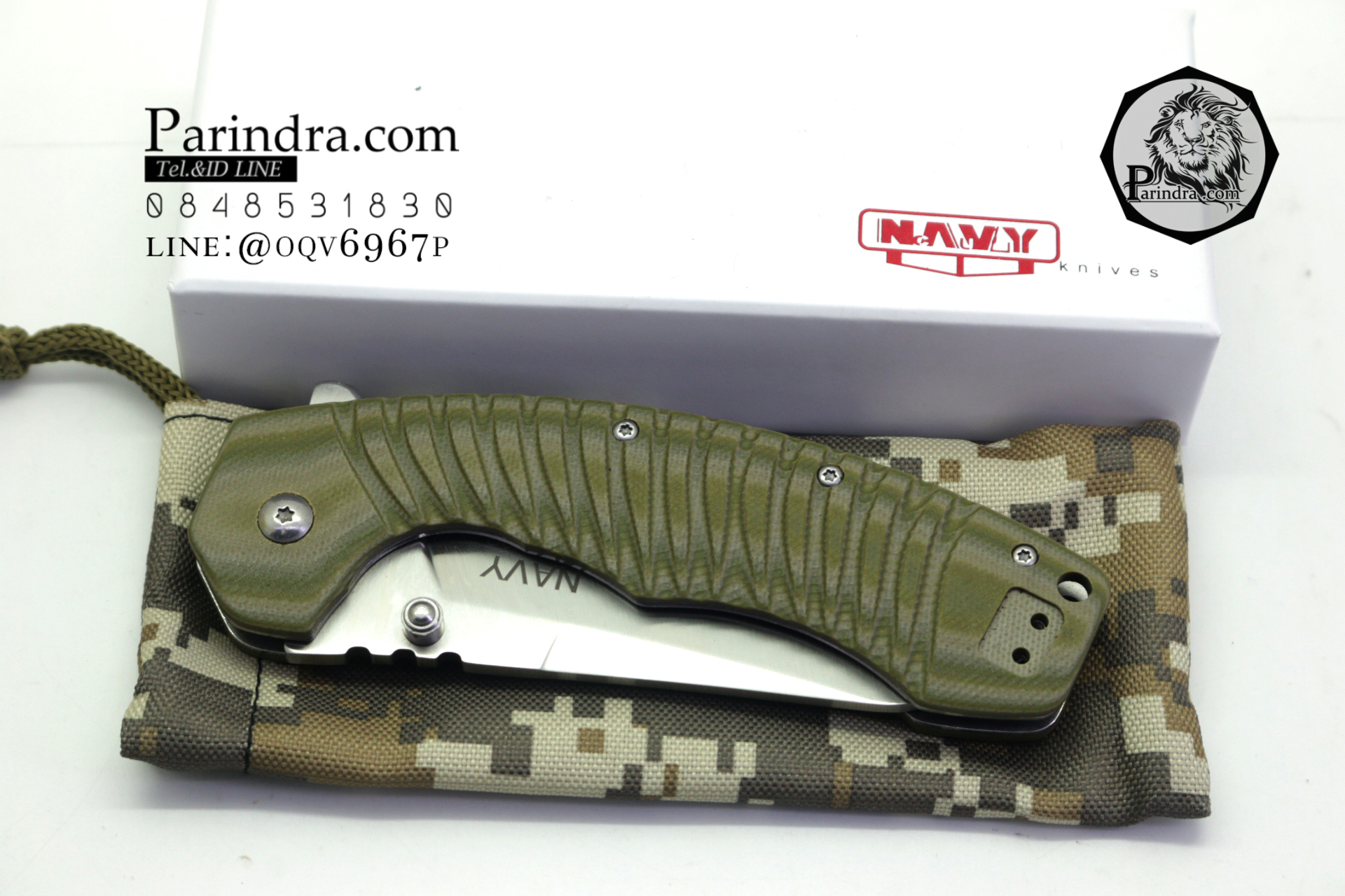 มีดพับ Navy รุ่น K805C สีเขียวทหาร ด้าม G10 ทรงสวย ของแท้ 100%