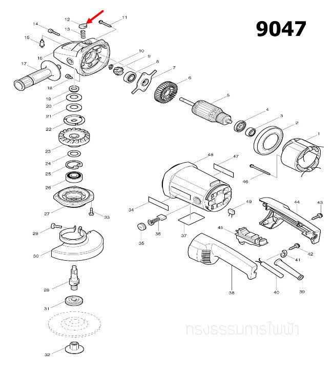 PIN CAP หินเจียร Makita-มากีต้า 9047 [#12] Pn.416132-7 (แท้) ##