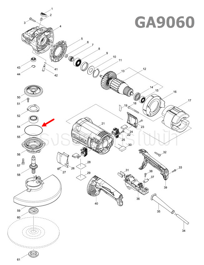 โอริง หินเจียร Makita GA7020 [#42], GA7030, GA9030 [#50], GA9060 [#55] Pn.213760-7 (แท้) ##