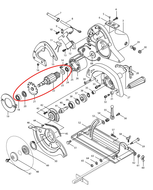 ทุ่น เลื่อยวงเดือน Makita รุ่น 5900 (แท้) ##