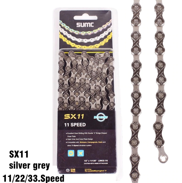 โซ่ SUMC, SX11NP, โซ่ 11 Speed 116 ข้อ 1/2" x 11/128" สีเงิน น้ำหนัก 257G