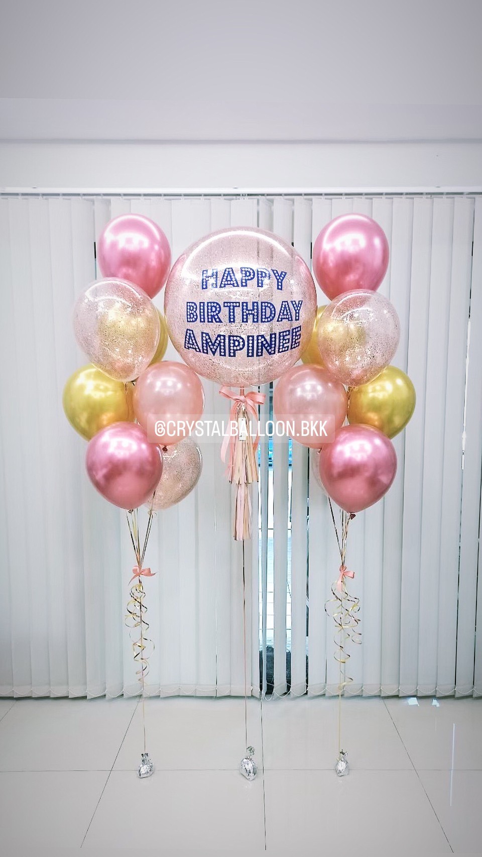 ลูกโป่ง วันเกิด Bubble ขนาด 24" พร้อม ช่อลูกโป่งโครเมี่ยม ช่อ 7 ลูก 1 ช่อ,ลูกโป่งใส ใส่กลิตเตอร์ พร้อมตกเเต่ง สามารถเปลี่ยนสีลูกโป่ง/เปลี่ยนข้อความ/เปลี่ยนขนาดได้