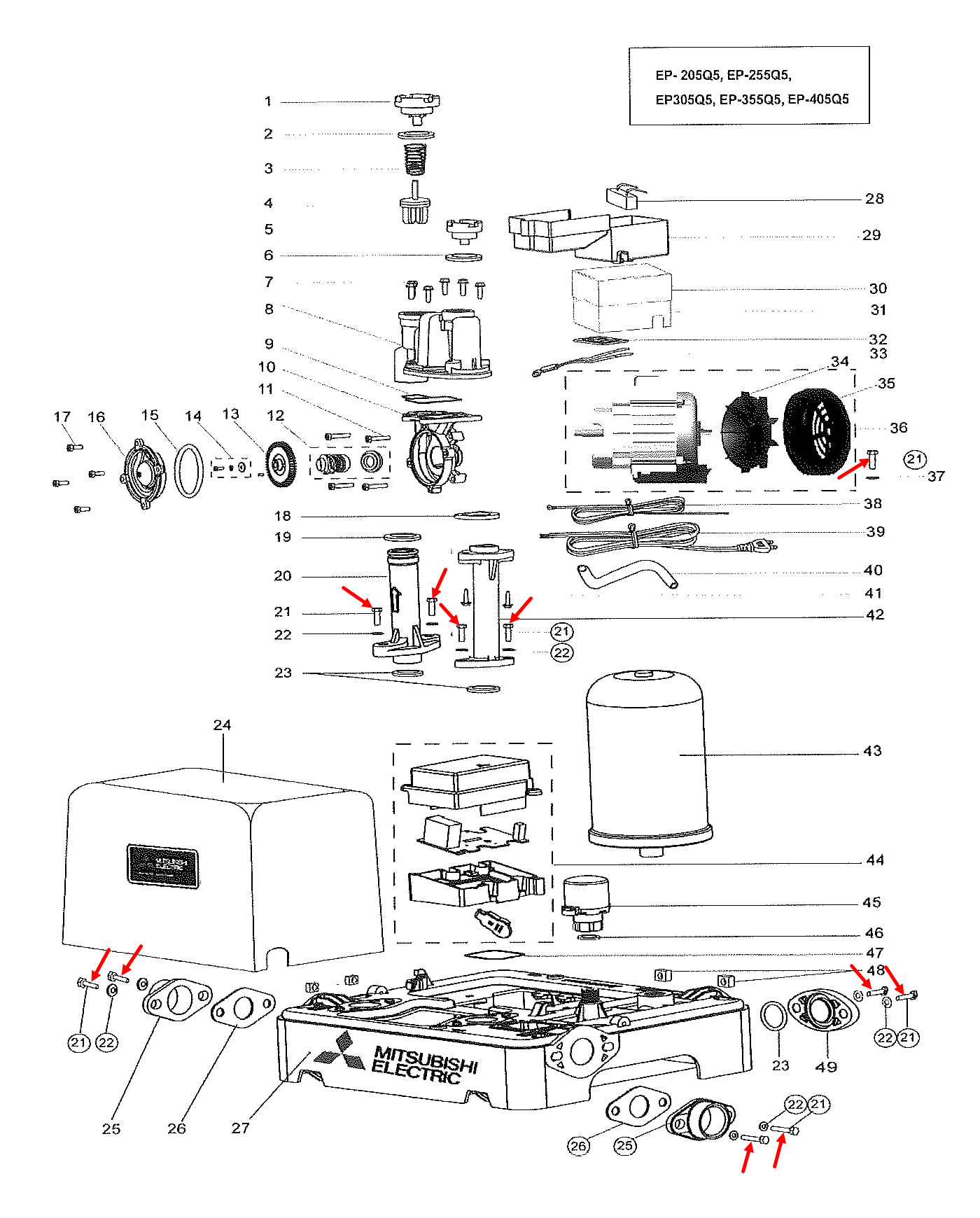 น็อต ปั้มน้ำ M8x30 โบล์ท, แหวนอีแปะ, แหวนสปริง (ราคา/ชุด) สแตนเลส แท้