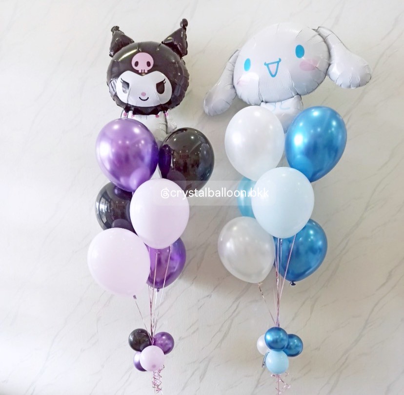ลูกโป่ง วันเกิดเด็ก ช่อลูกโป่งฟอยล์Sanrio ช่อ 7 ลูก 2 ช่อ Theme ม่วง - ฟ้า พร้อมตกแต่ง สามารถเปลี่ยนสีลูกโป่ง/เปลี่ยนข้อความ/เปลี่ยนสี-ฟอยล์ตัวเลข/เปลี่ยนฟอยล์ตกแต่งได้