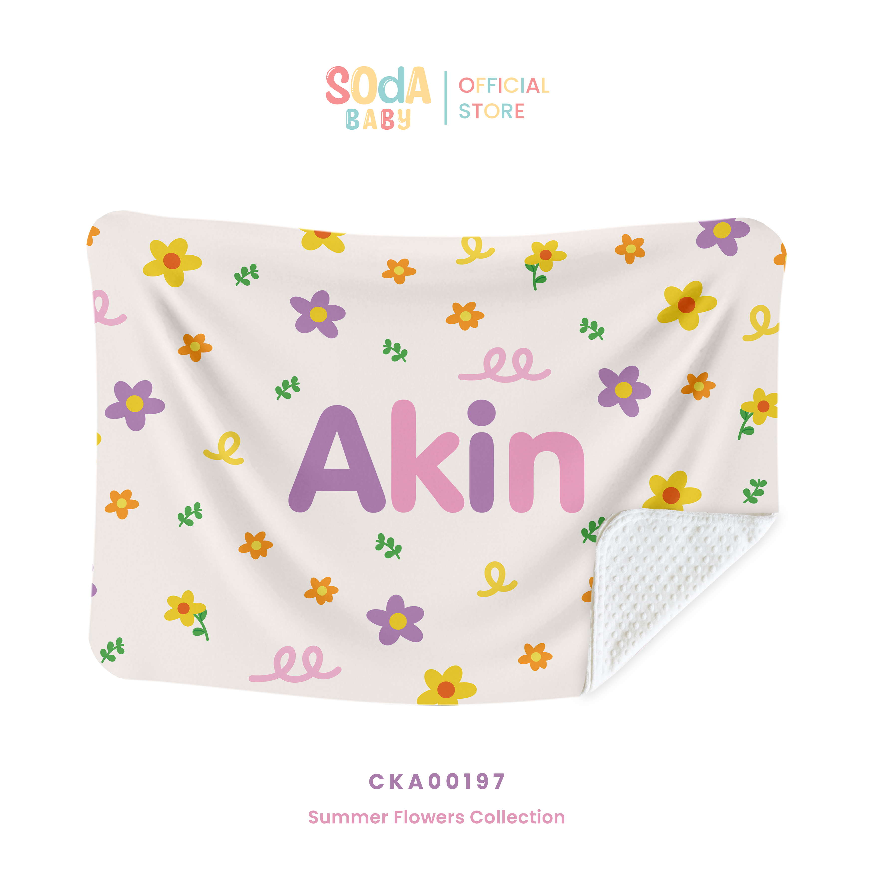 ผ้าห่มเด็ก ใส่ชื่อได้ ลาย Flower garden รหัส CKA00197 🌼🌸 #SummerFlowers #ผ้าห่ม #SOdAbaby