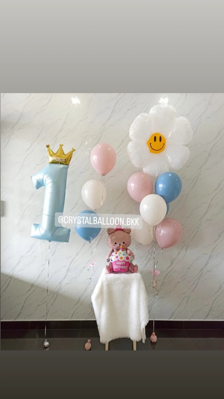 ลูกโป่ง วันเกิดเด็ก ช่อลูกโป่งฟอยล์ดอกเดซี่ ช่อ 7 ลูก 1 ช่อ พร้อม ฟอยล์ตัวเลข ขนาด 40" 1 ชิ้น,ฟอยล์หมี นั่ง สีชมพู 1 ชิ้น,ช่อลูกโป่ง ช่อ 3 ลูก 1 ช่อ พร้อมตกแต่ง สามารถเปลี่ยนสีลูกโป่ง/เปลี่ยนสี-ฟอยล์ตัวเลข/เปลี่ยนสี-ฟอยล์ตกแต่งได้