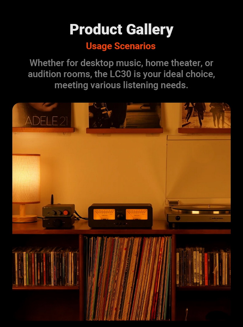 Fosi Audio LC30 ตัวสลับ ลำโพง เครื่องขยายเสียง พร้อมจอแสดงผล VU meters รีโมทควบคุมระยะไกล