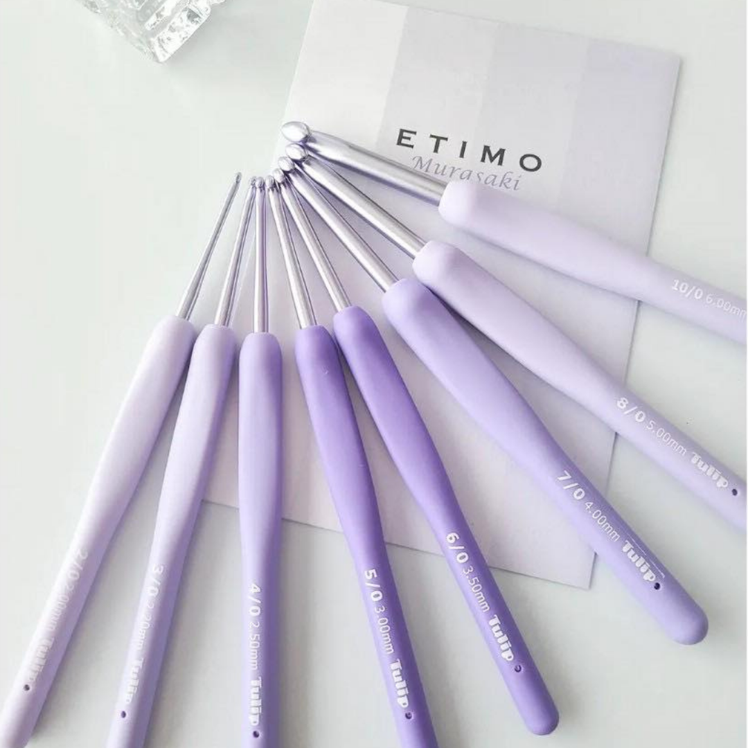 เข็มโครเชต์ TULIP Japan Etimo Murasaki ของแท้ ด้ามจับ Cushion นิ่มมือ สีม่วง