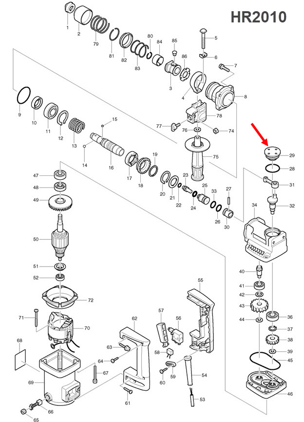 ฝาปิดน้ำมัน สว่านโรตารี่ มากีต้า Makita HR2010 Pn.415902-1 (แท้)