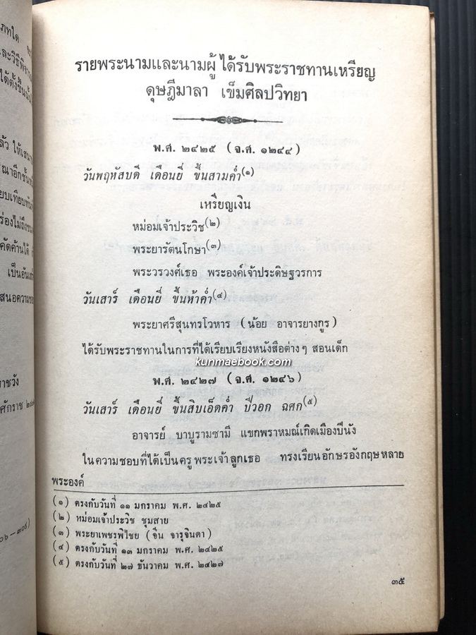 เหรียญดุษฎีมาลาเข็มศิลปวิทยา กรมศิลปากรจัดพิมพ์