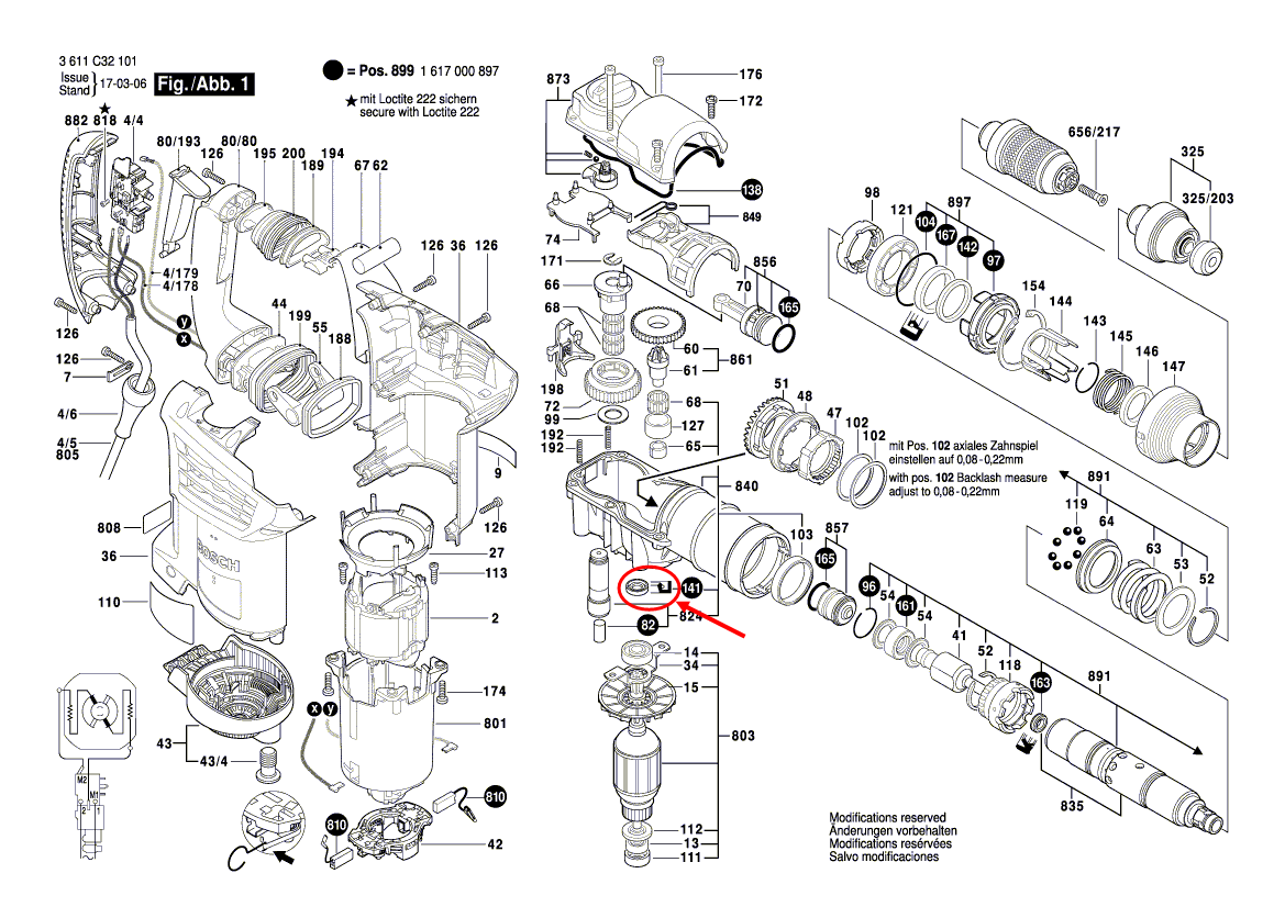 ซีลเพลาแนวรัศมี สว่านโรตารี่ Bosch บอช GBH4-32DFR [#141] Pn.1600A0089A (แท้-สั่ง) ##