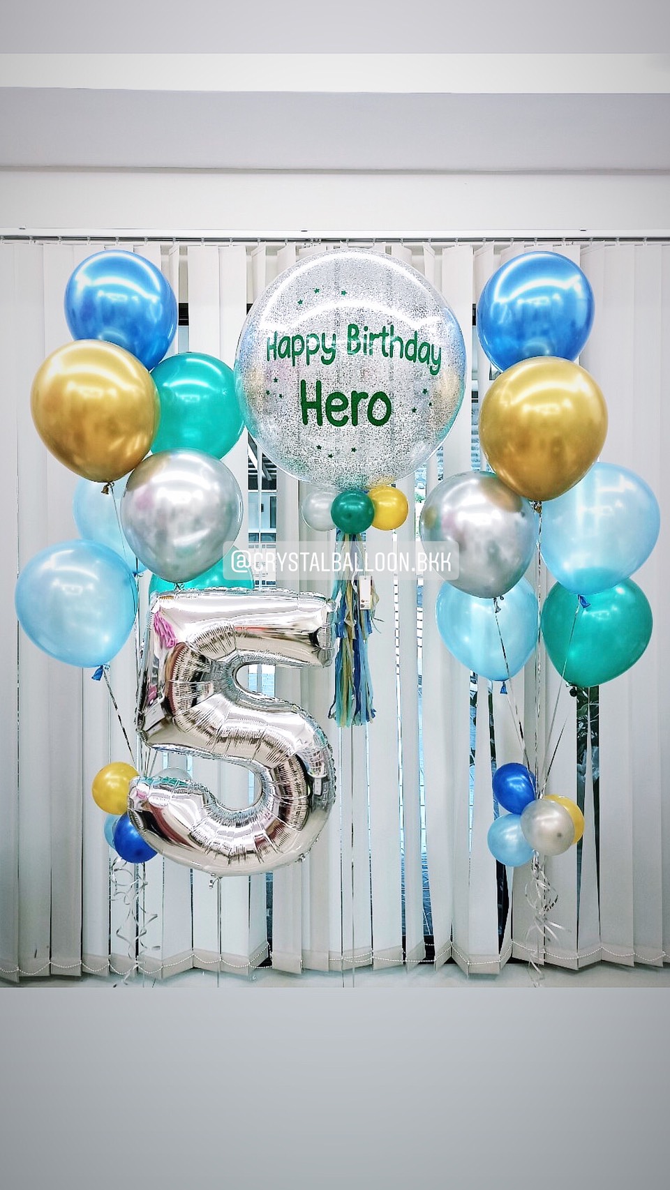 ลูกโป่ง วันเกิดเด็ก Bubble ขนาด 24" กลิตเตอร์เงิน พร้อม ช่อลูกโป่ง ช่อ 7 ลูก 2 ช่อ พร้อม ฟอยล์ตัวเลข ขนาด 40" 1 ชิ้น พร้อมตกเเต่ง สามารถเปลี่ยนสีลูกโป่ง/เปลี่ยนข้อความ/เปลี่ยนขนาด/เปลี่ยนสี-ฟอยล์ตัวเลขได้