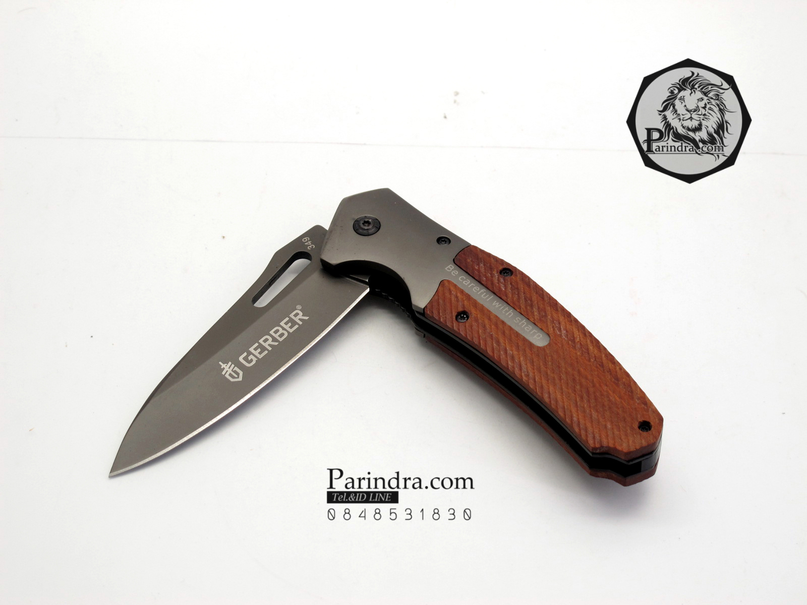 มีดพับ GERBER Bear Grylls รุ่นด้ามไม้ Be careful of Sharp (OEM)