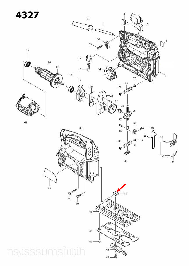 HOLDER เลื่อยจิ๊กซอว์ มาคเทค-Maktec,มากีต้า-Makita MT431, M4301B, 4323, 4324, 4327, 4329 Pn.343540-8 (แท้) ##