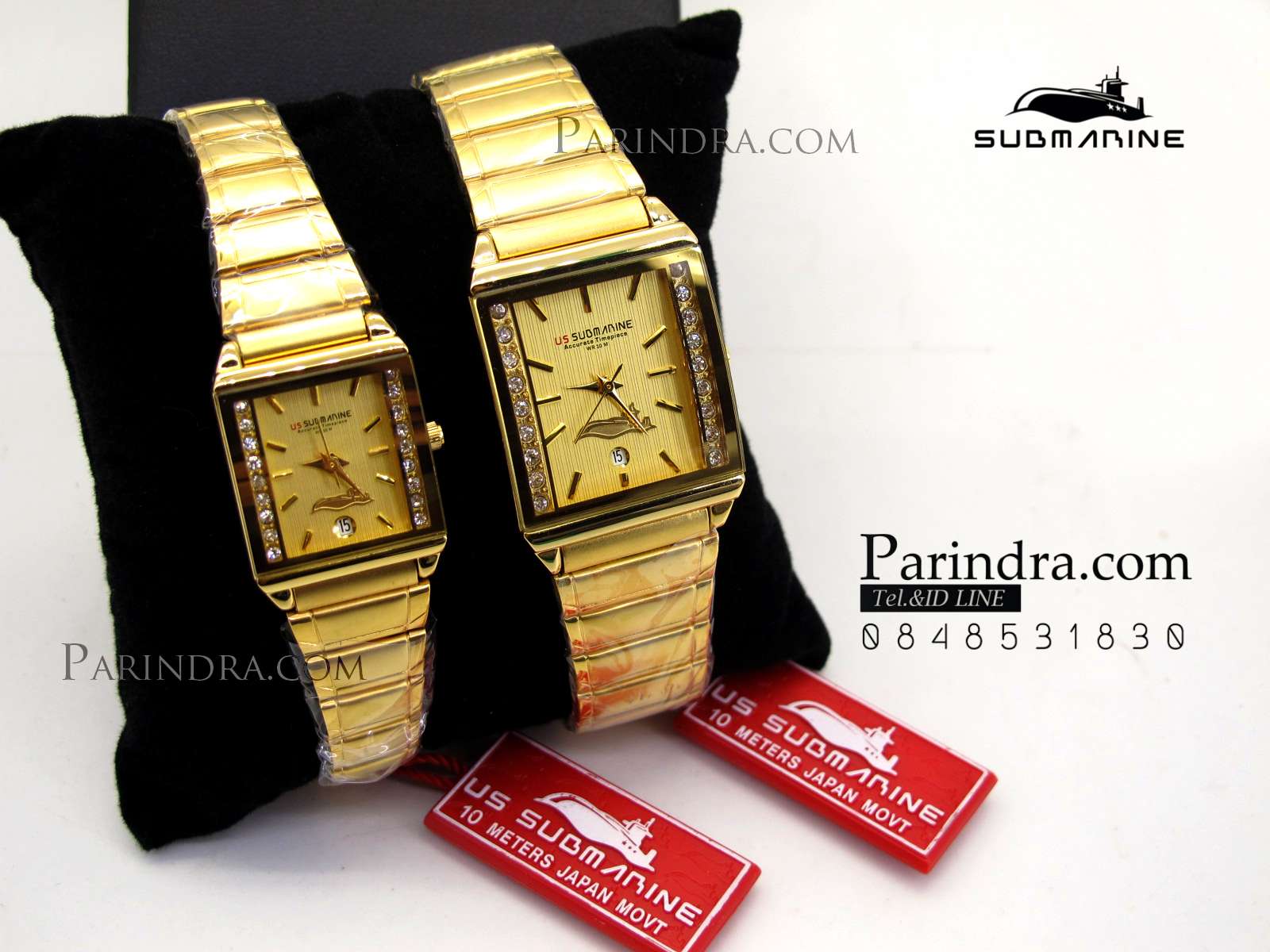 นาฬิกา US submarine รุ่น SUB1012M สายสแตนเลสสีทองหน้าทองขอบเพชร เรือนใหญ่