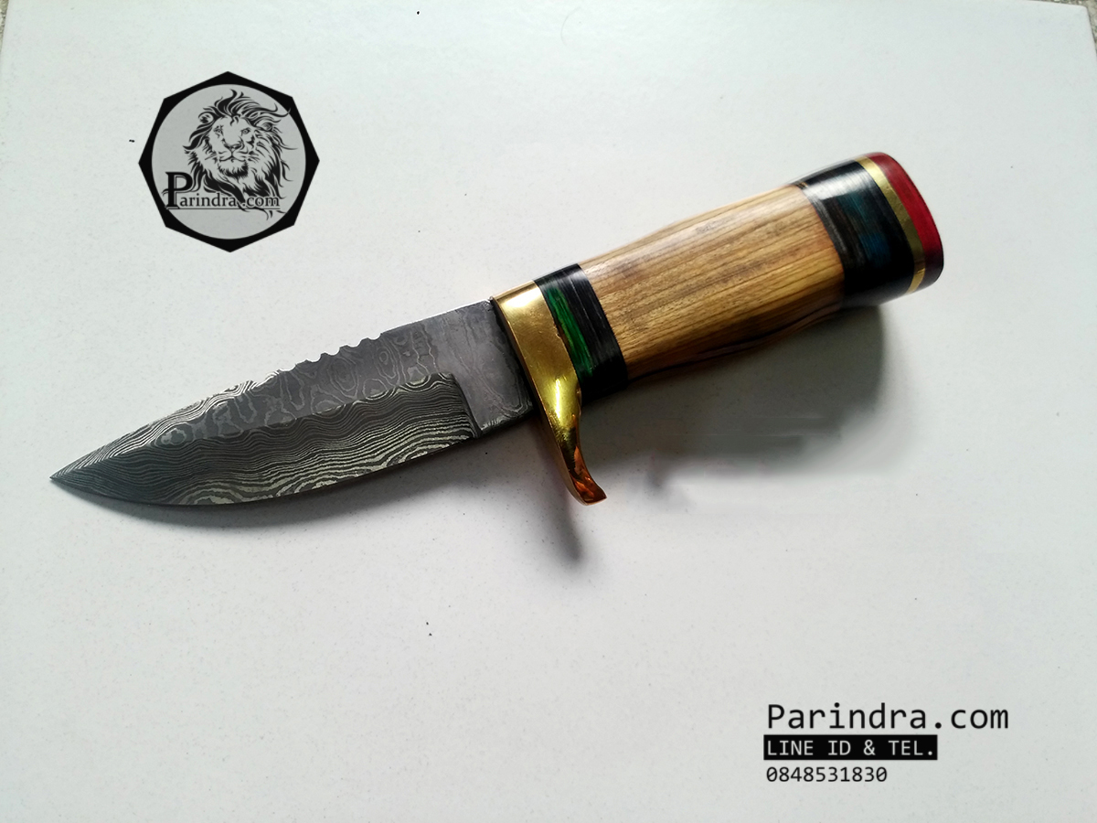 มีดดามัสกัส (Damascus) ด้ามไม้ ขนาด 8 นิ้ว ตีพับ 200 ชั้น นำเข้าจาก ปากีสถาน DPK005